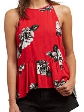 Volcom Floral Soul Window Halter Tank Top Size XS